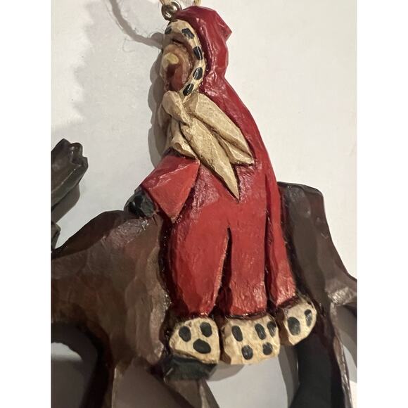 Lori Miller Collection Whispering Pines Folk Art Santa Clause On Moose - Picture 6 of 8